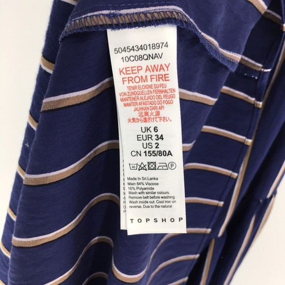 Topshop The Sicily Stripe One Shoulder Flounce Midi Dress Womens Size 2 - Picture 5 of 5